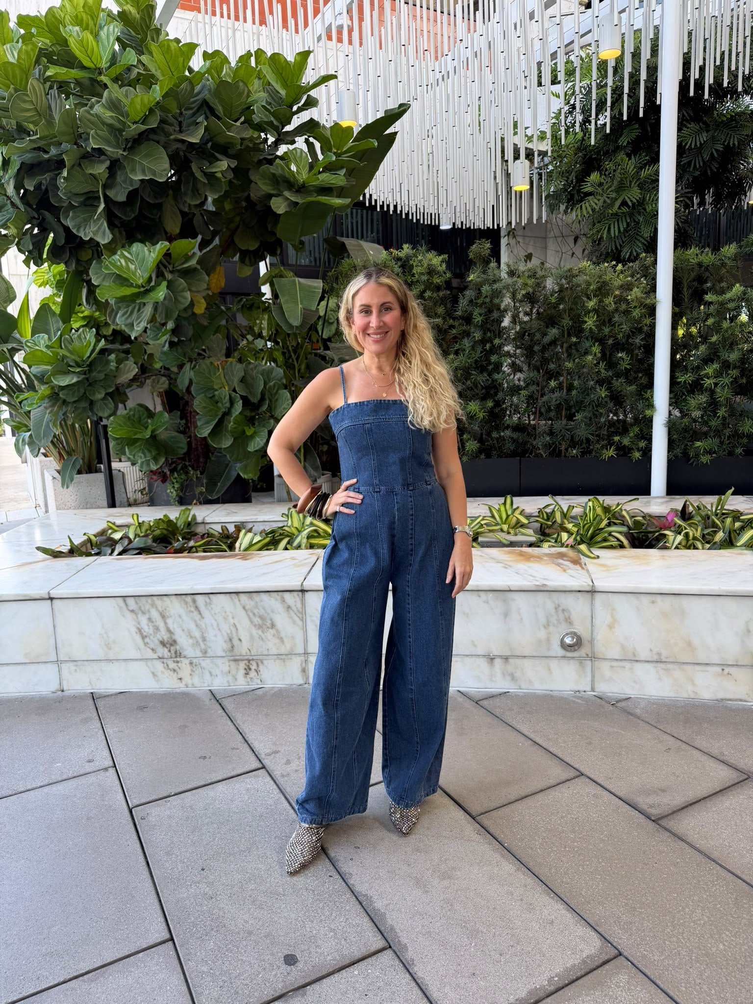 Denim Ballon Sleeveless Jumpsuit