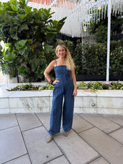 Denim Ballon Sleeveless Jumpsuit