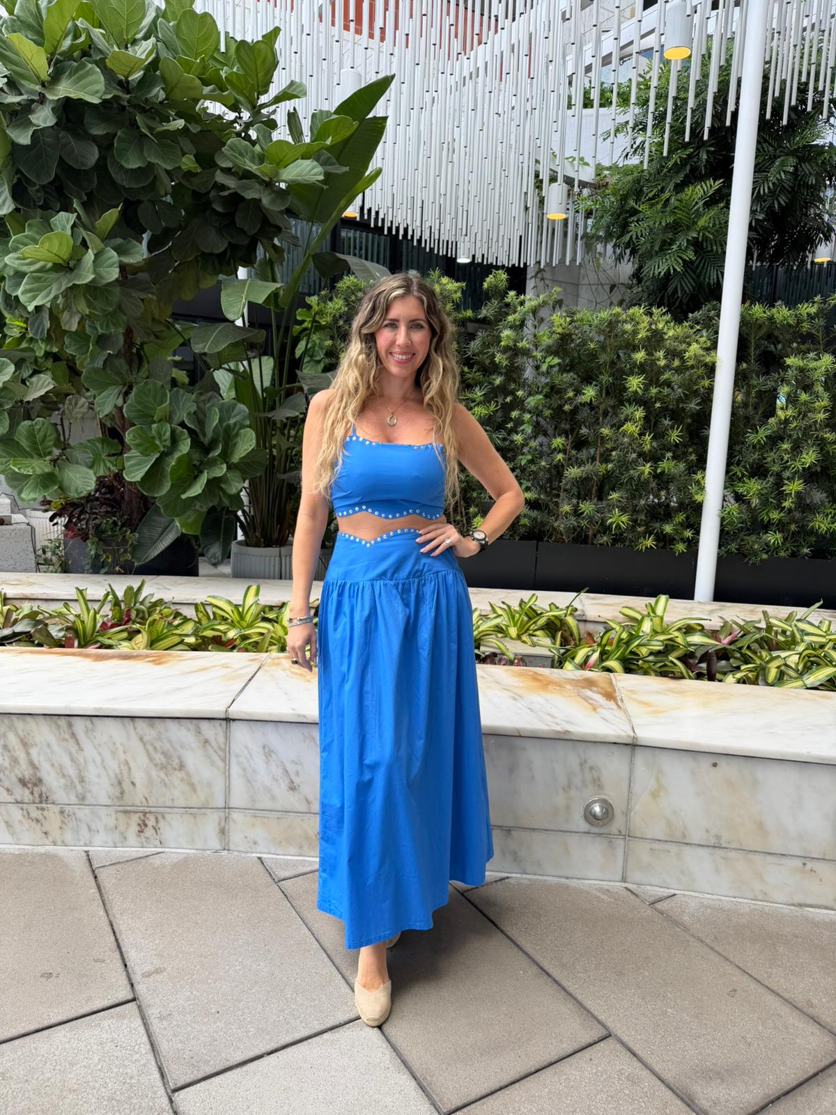 Wavy Trim Studs Top & Skirt