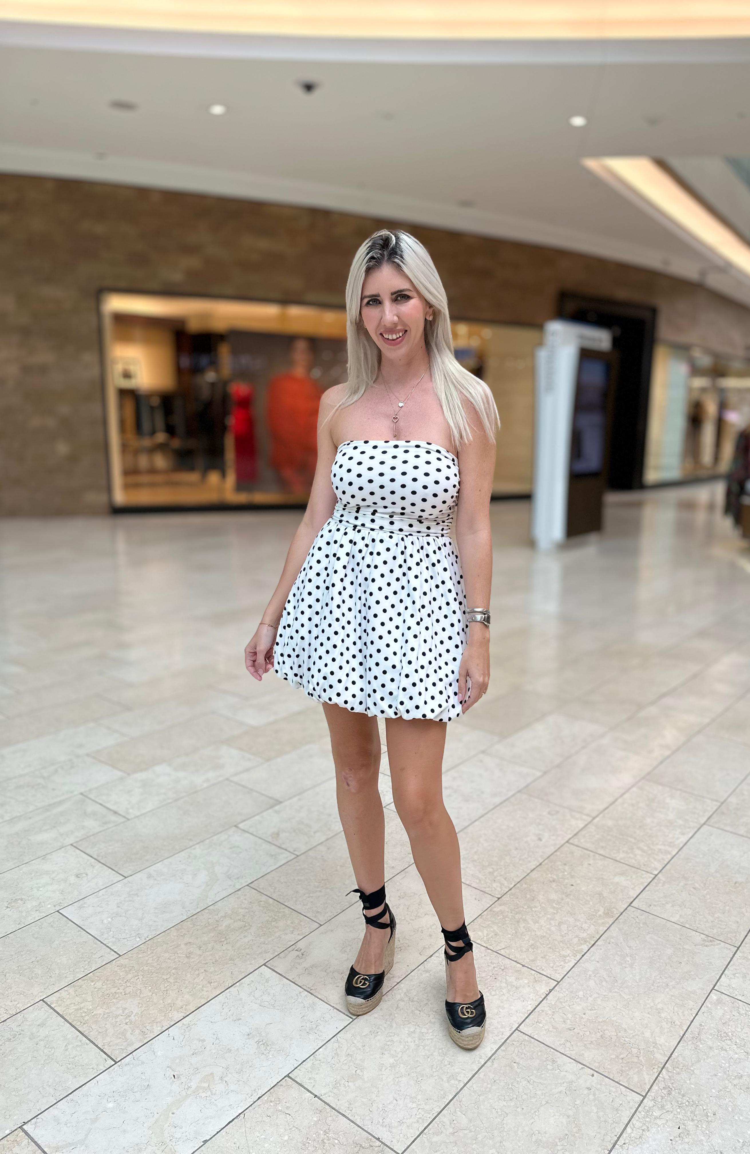 Tube Dot Bubble Mini Dress