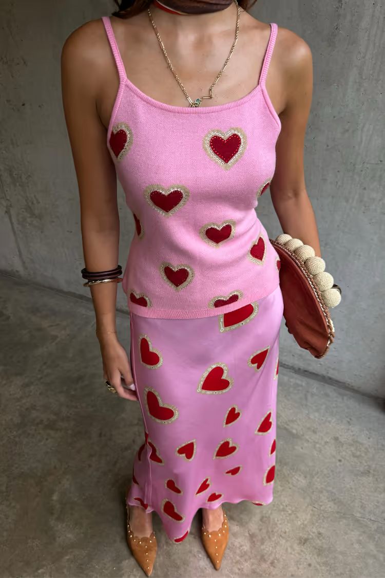 Pink Hearts Knit Tank