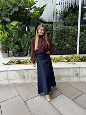 Diagonal Seam Denim Skirt