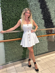 Button Mini Flare Dress