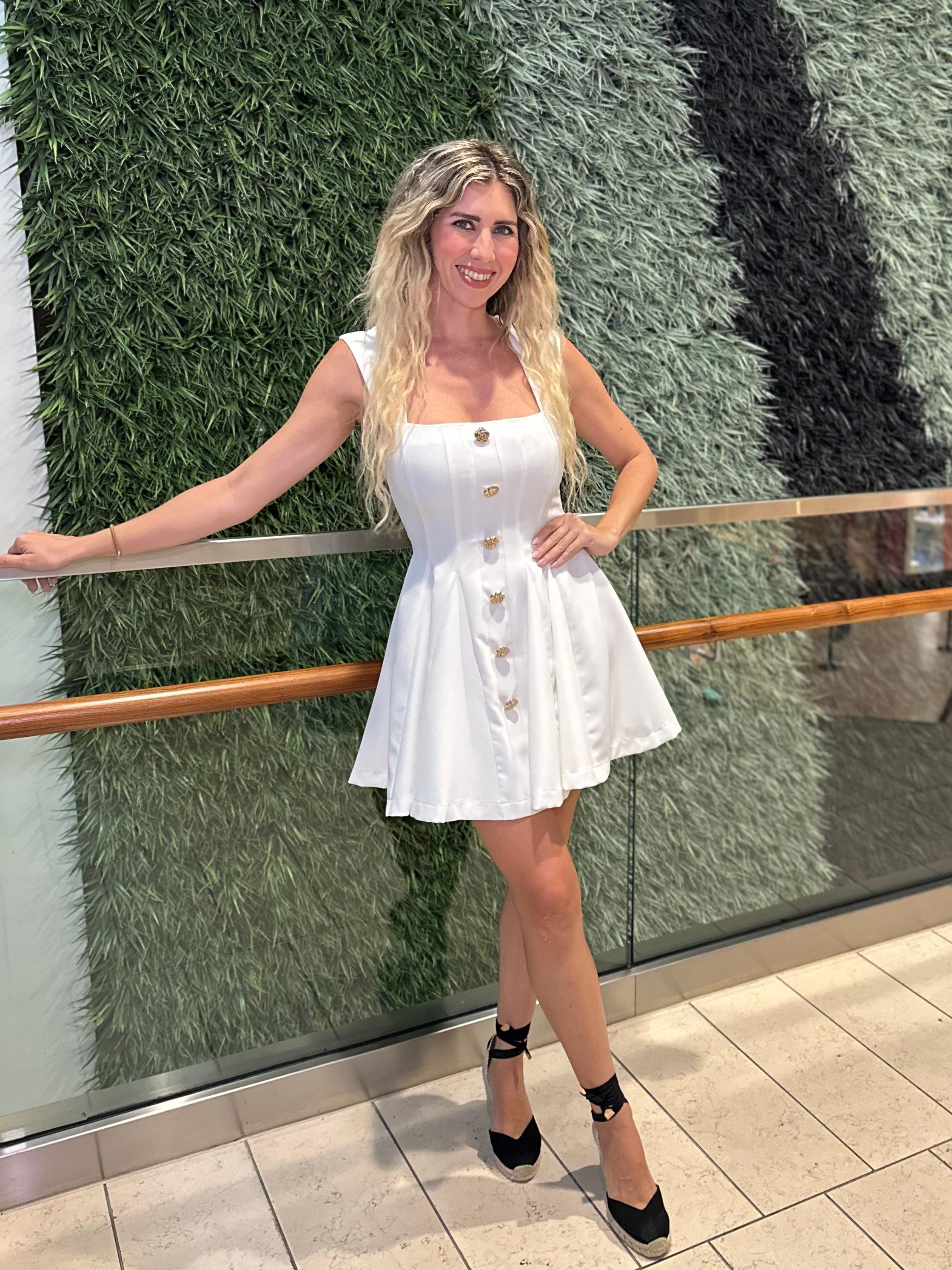 Button Mini Flare Dress