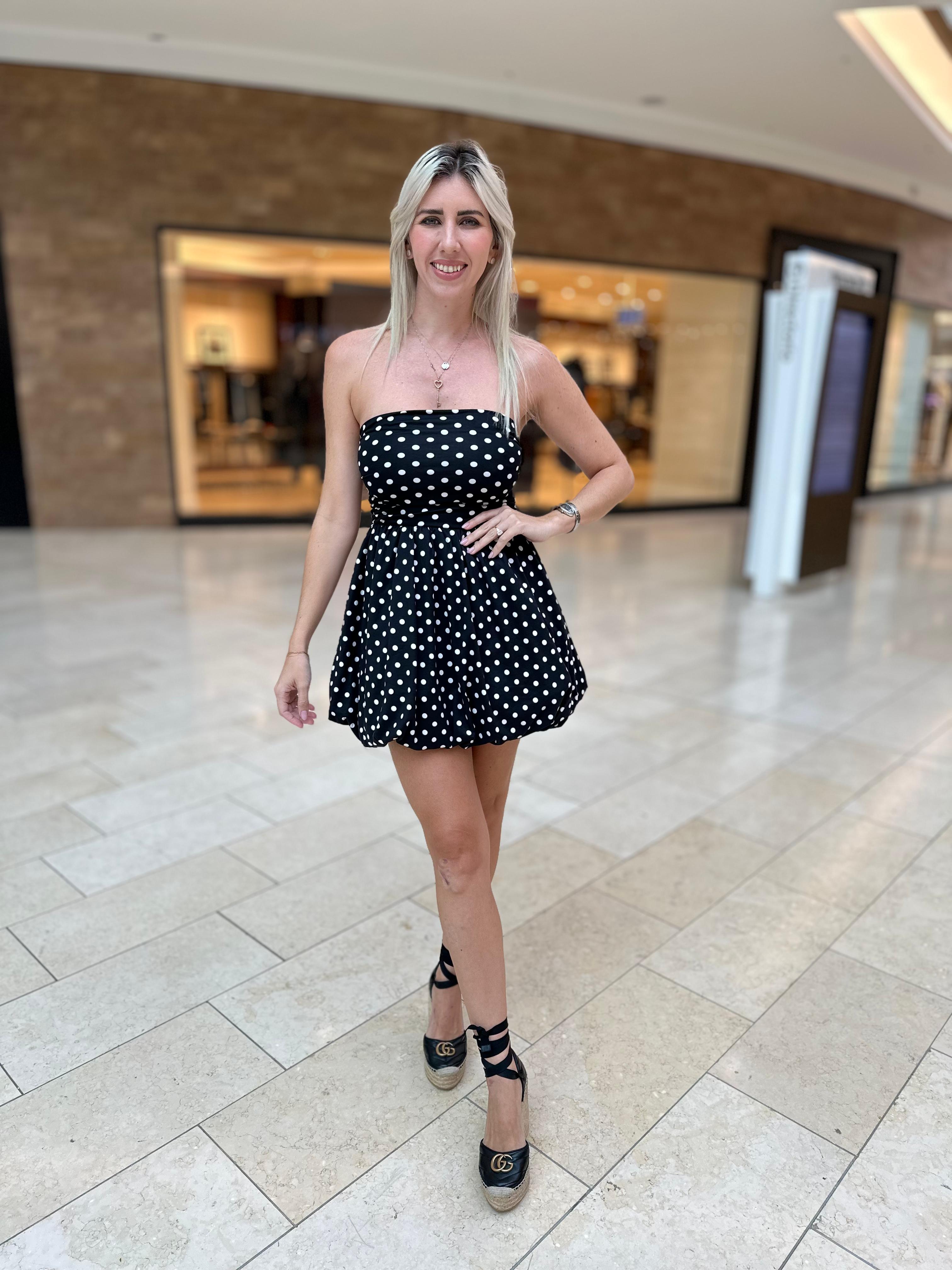 Tube Dot Bubble Mini Dress