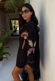 Black Palm Embroidered Shirt