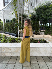 Crop Vest & Denim Contrast Pant
