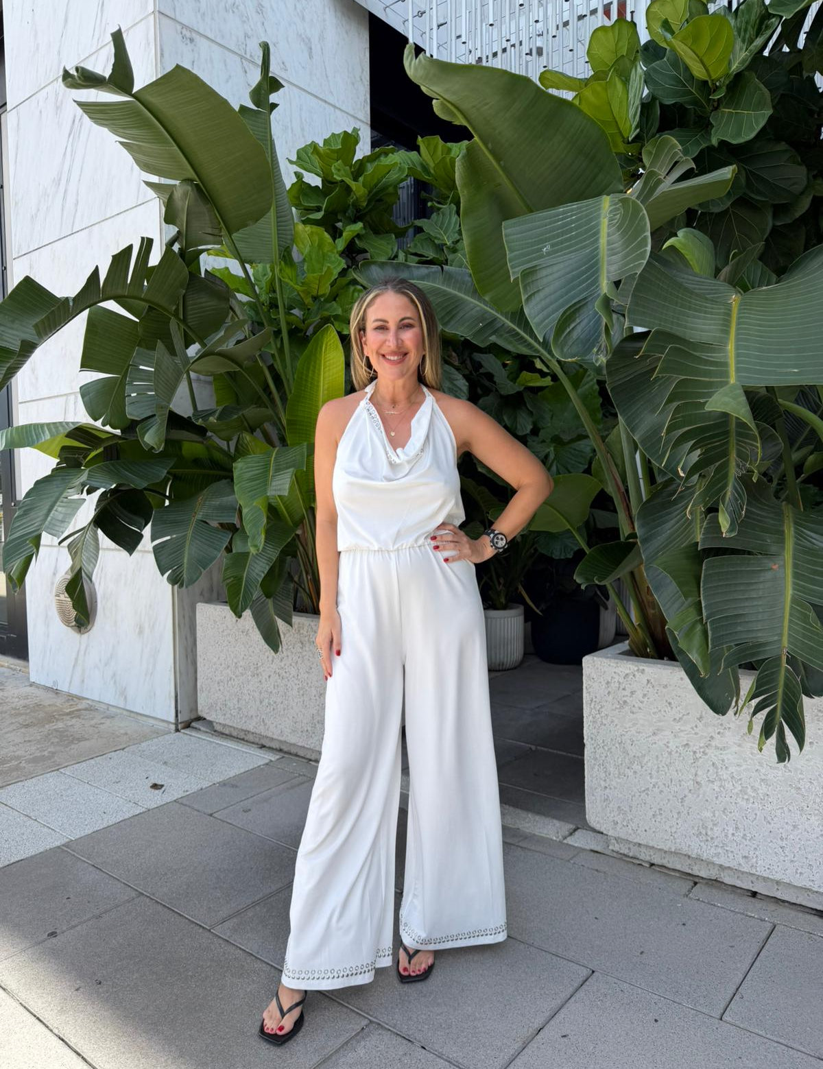 Cowl Neck Jumpsuit w. Studs
