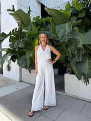 Cowl Neck Jumpsuit w. Studs