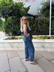 Stripe Peplum Top & Barrel Pants