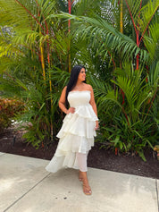 Strapless Layered Ruffle Dress