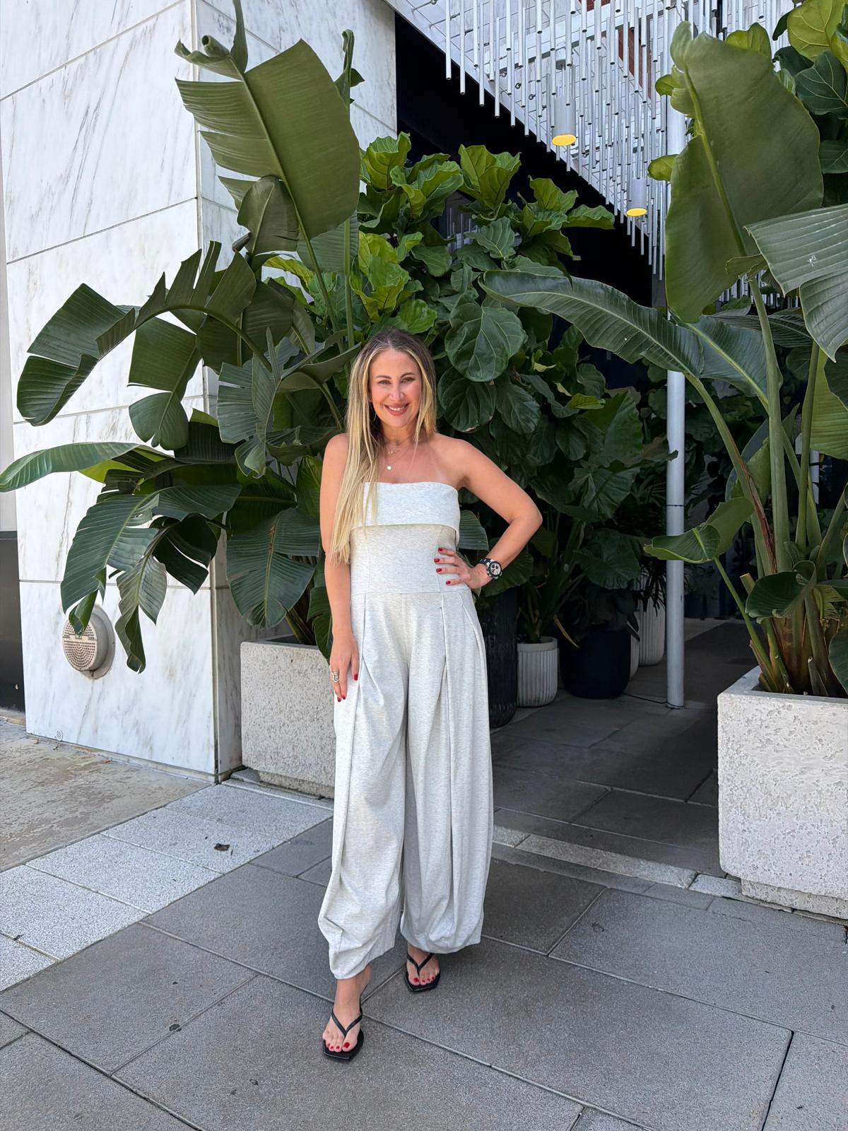 Strapless Pleated Barrell Jumpsuit