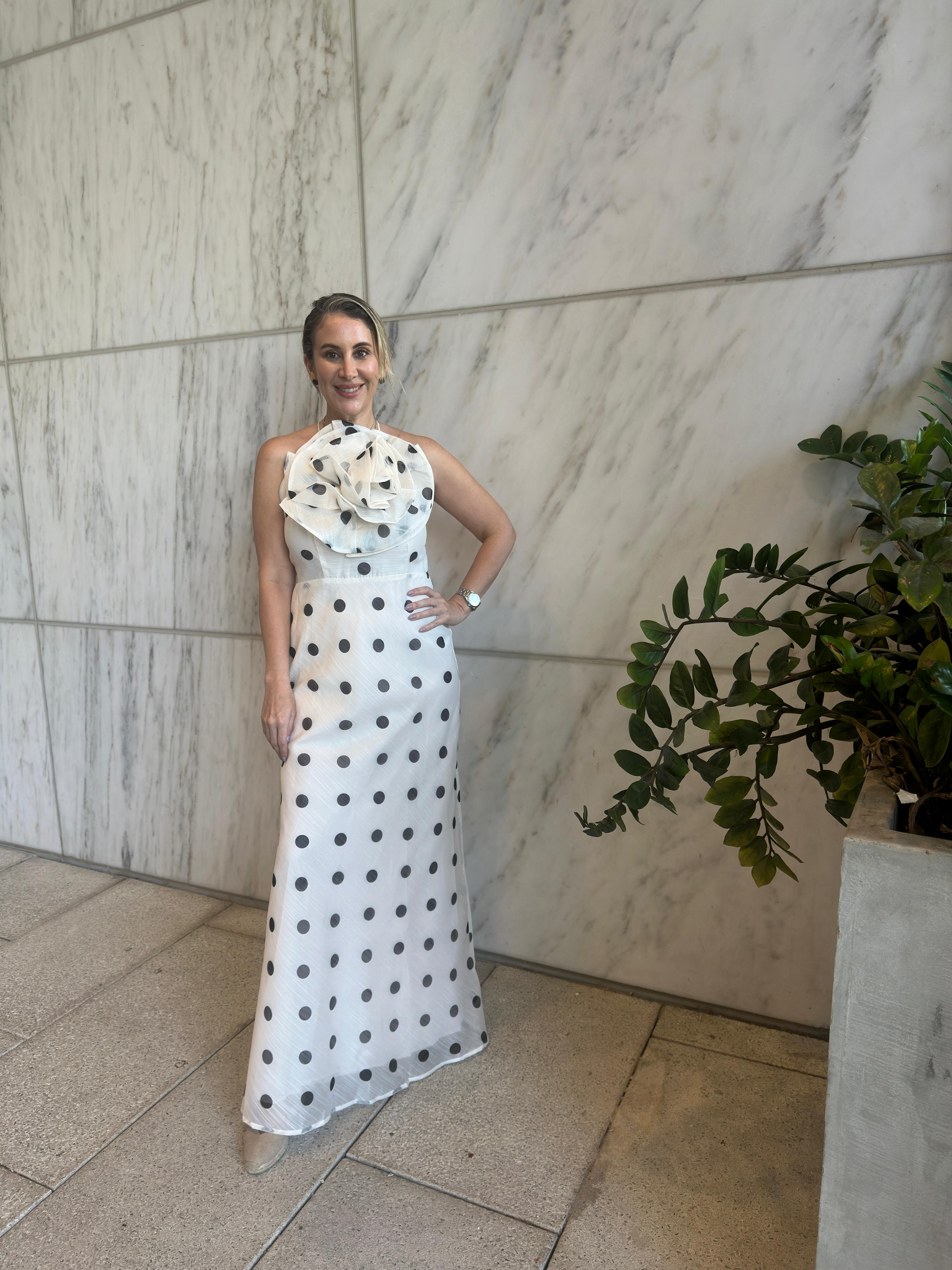 Polka Dot Flower Maxi Dress