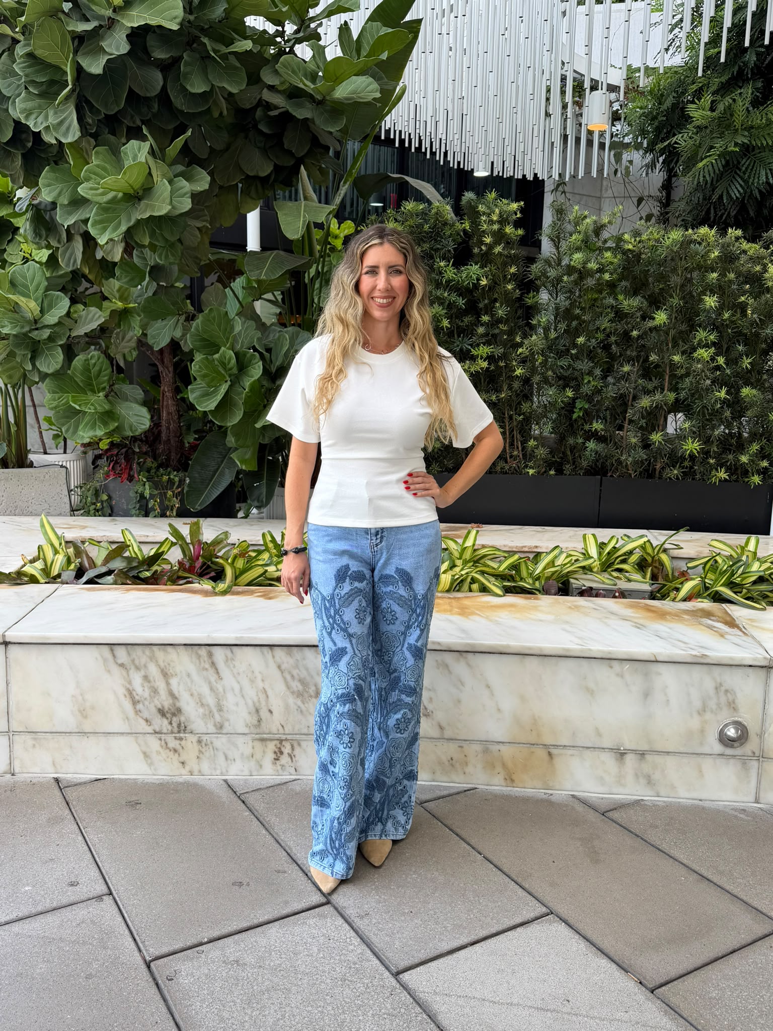 Floral Embroidery Jeans