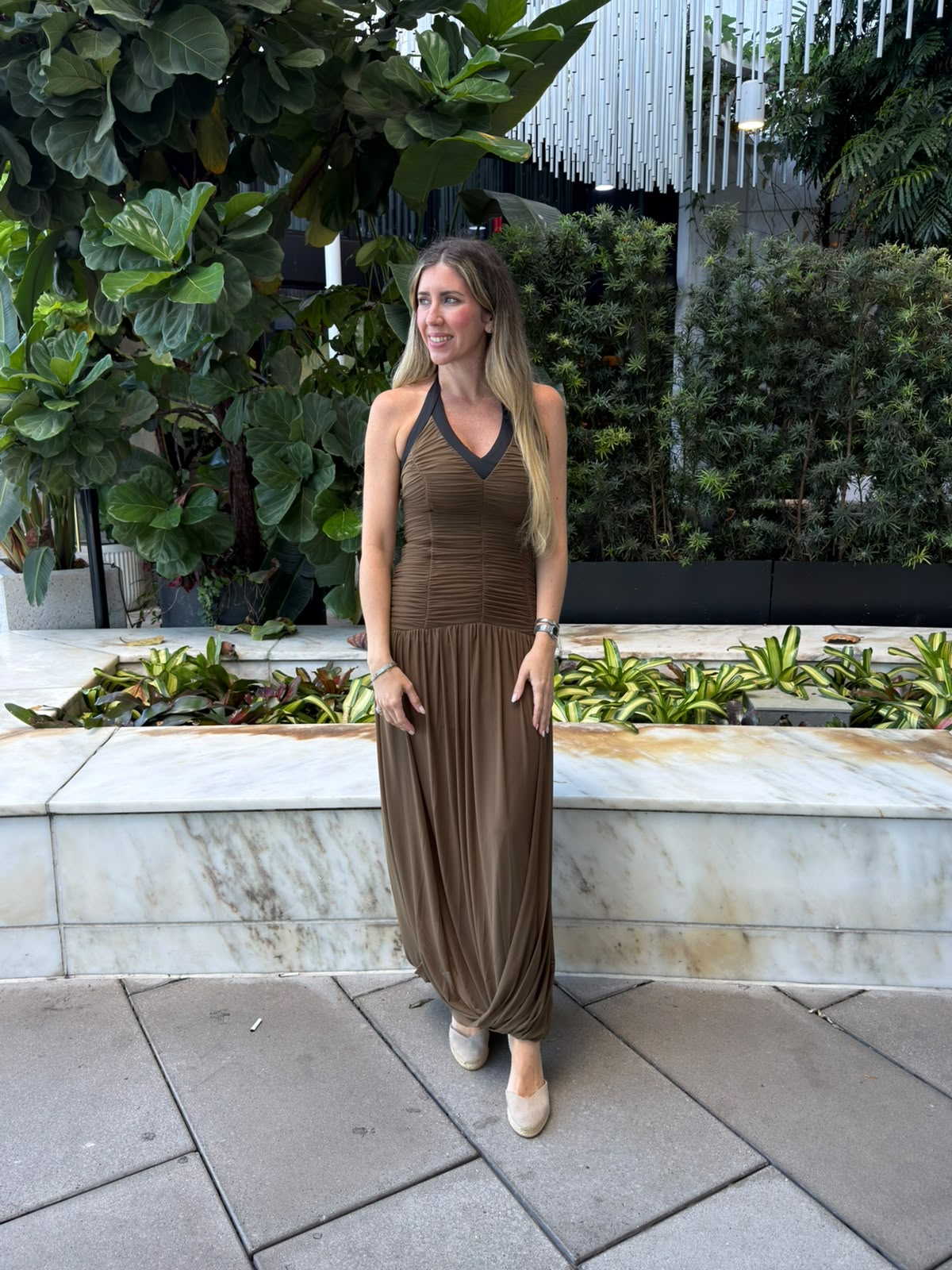 Ruched Halter Maxi Dress