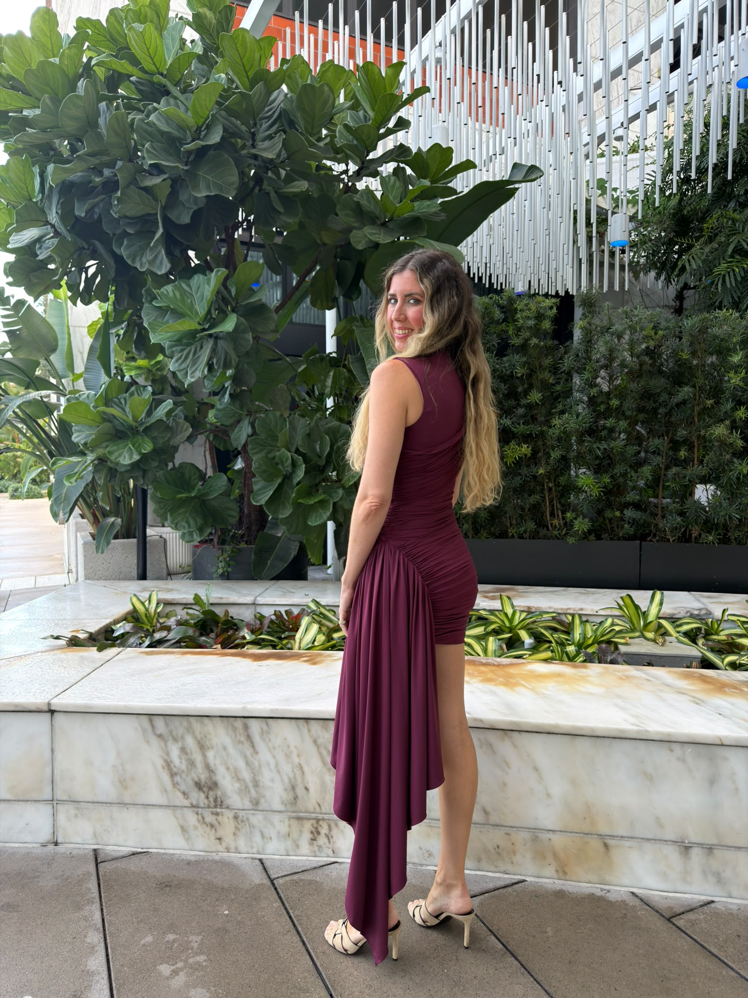 Ruched Draped Mini Dress