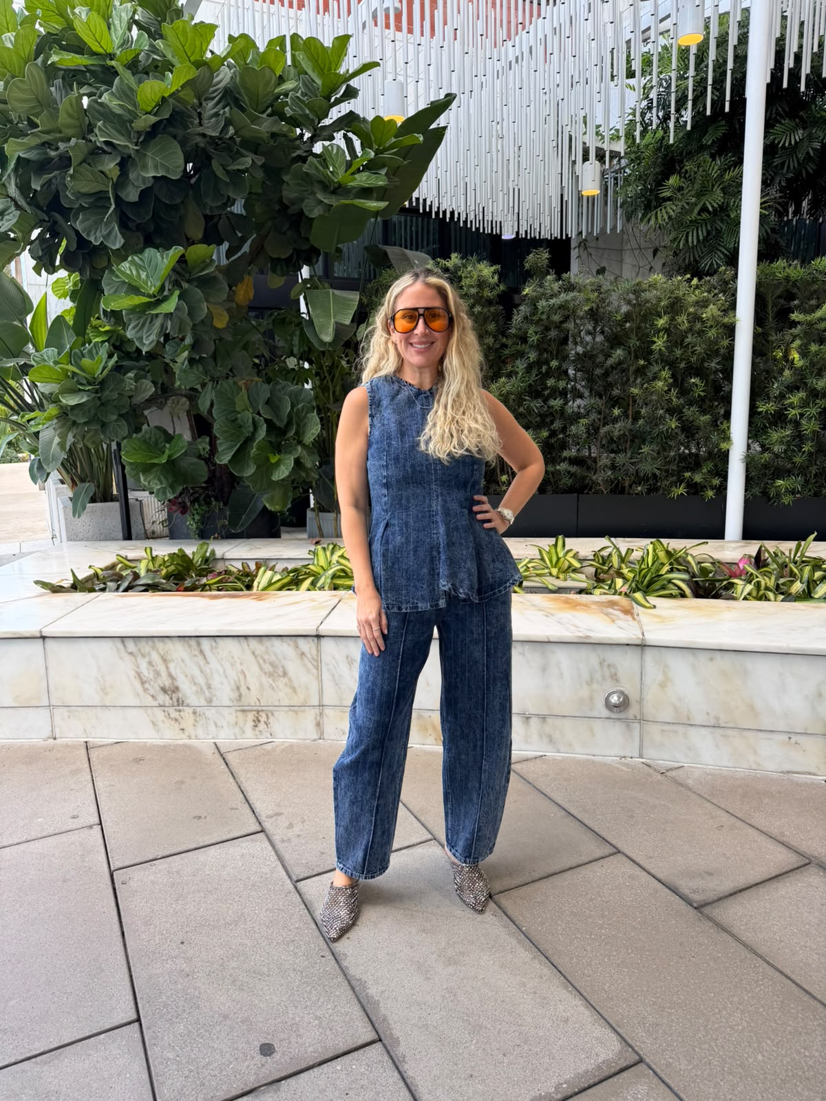 Stripe Peplum Top & Barrel Pants