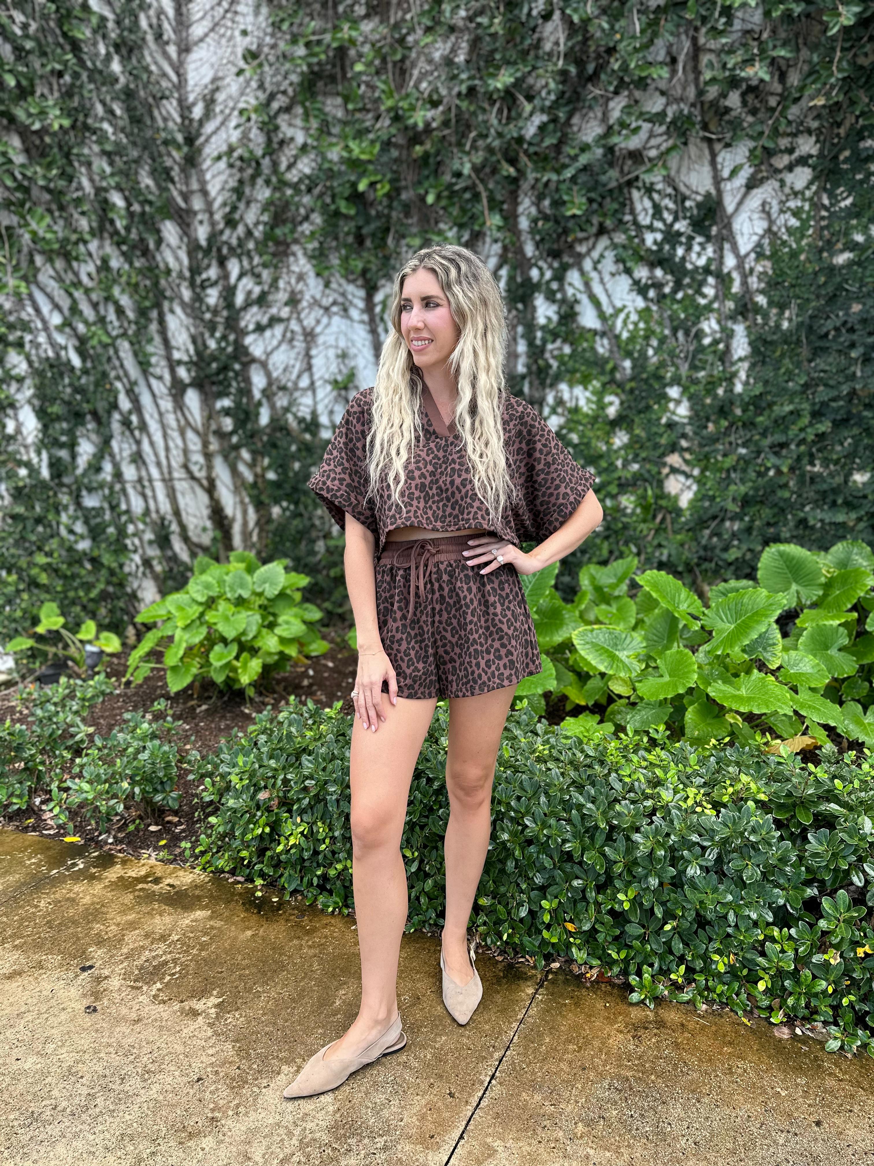 Knitted V-Neck Shirt & Short Set