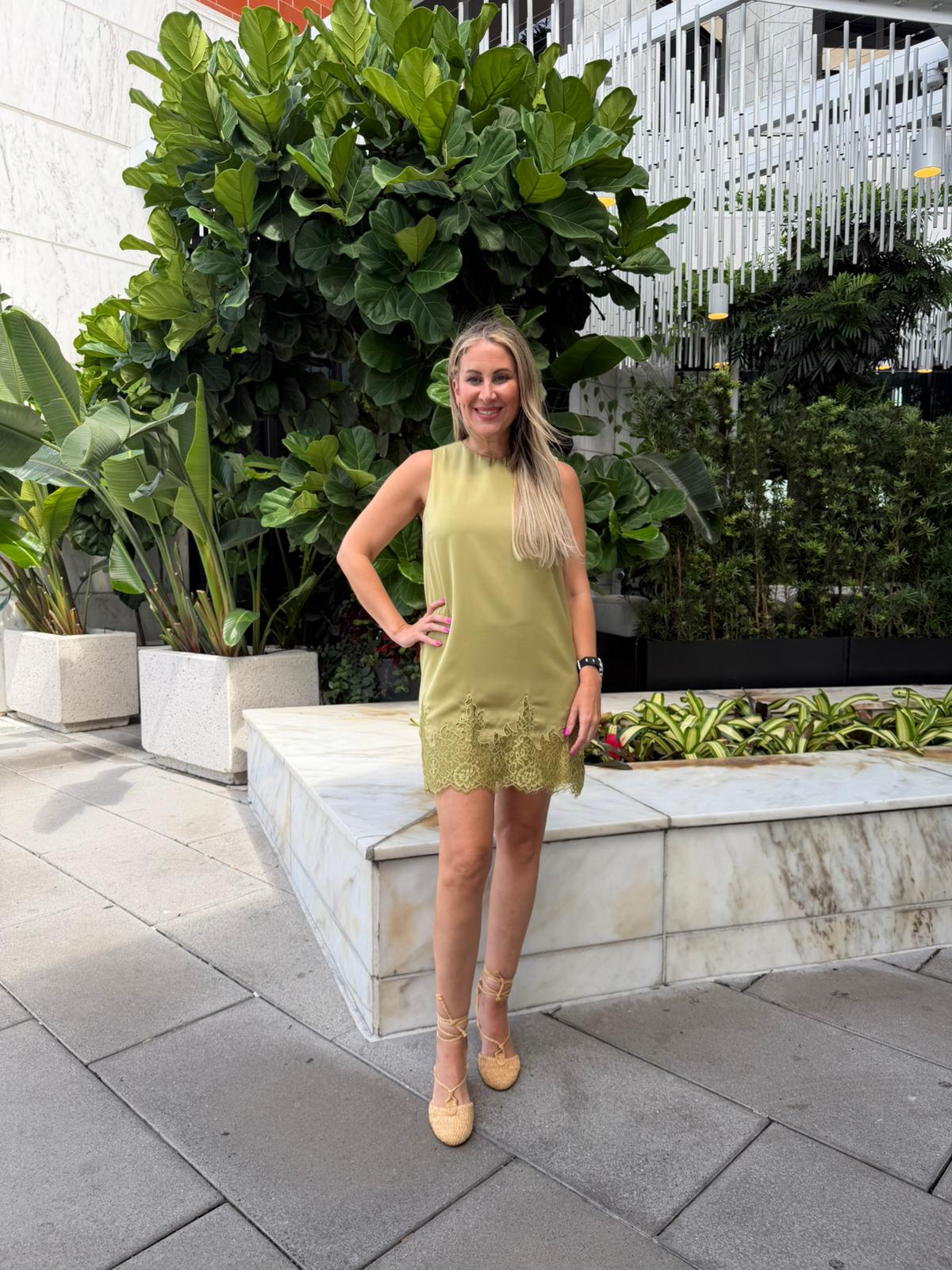 Lace Edge Satin Mini Dress