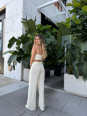 Pearl Button Vest & Lace Pants