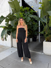 Strapless Pleated Barrell Jumpsuit