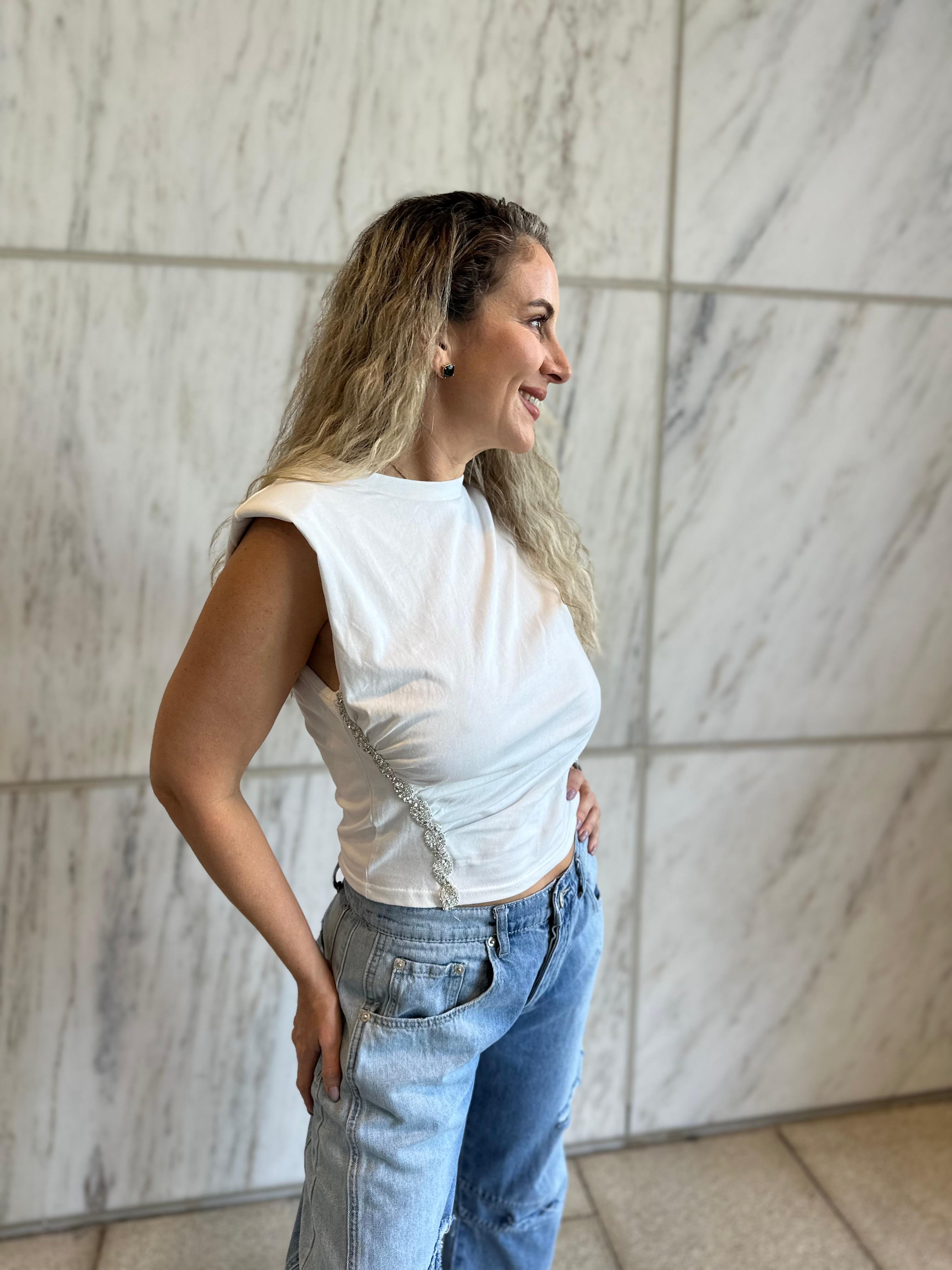 Rhinestone Side Muscle Tank