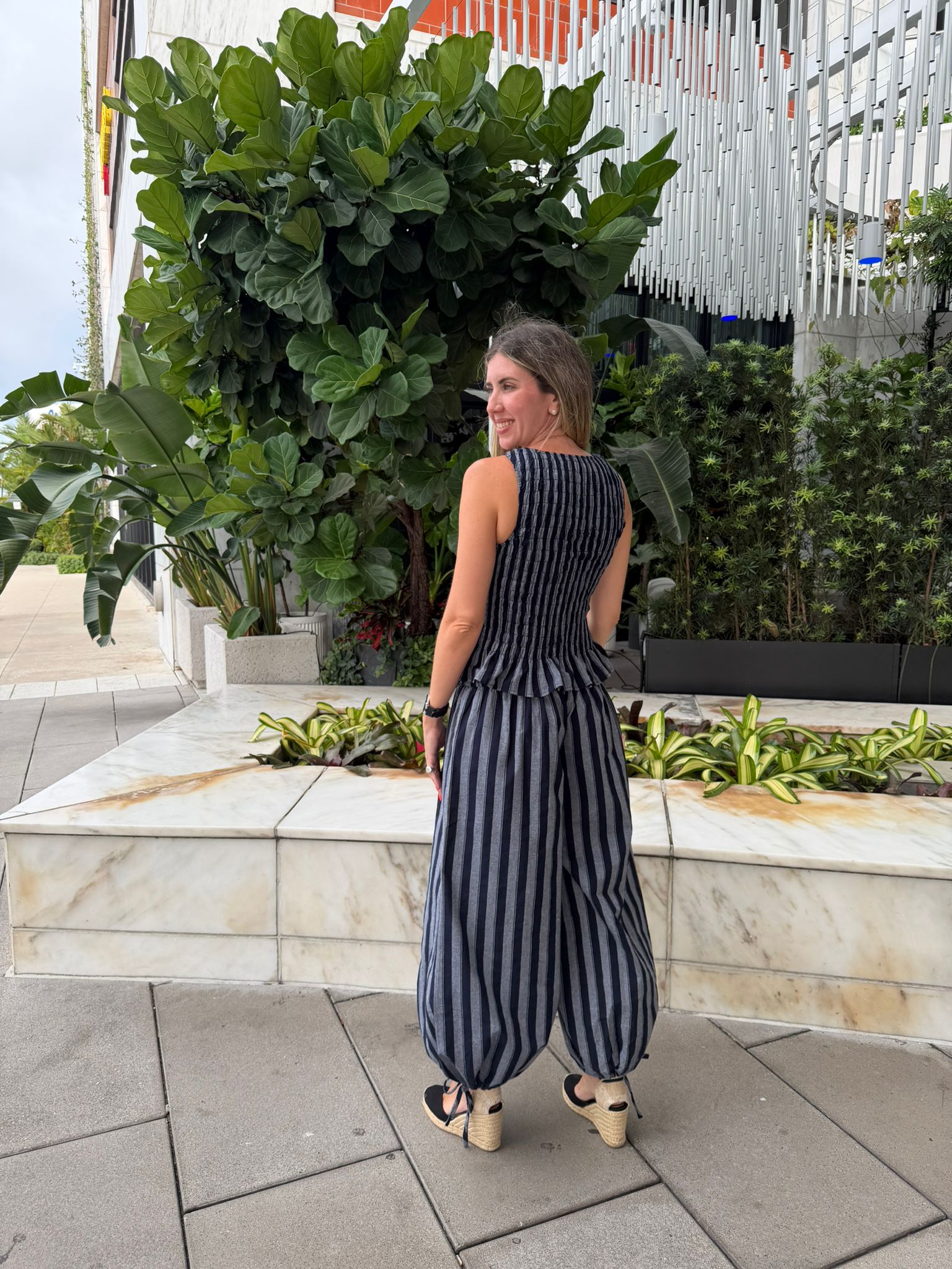 Stripe Ruffle Top & Wide Pants