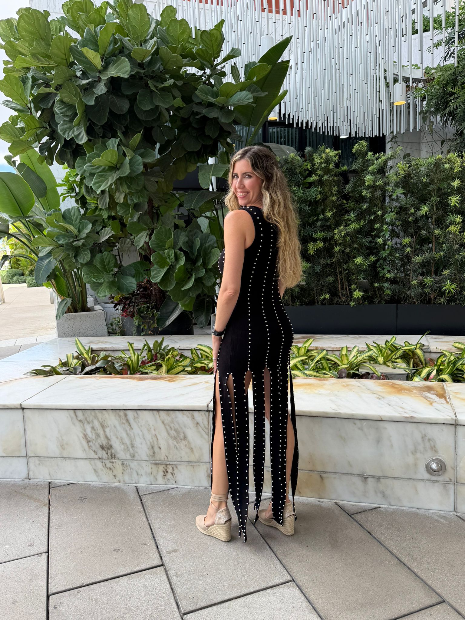 Pearls Bodycon Fringed Dress
