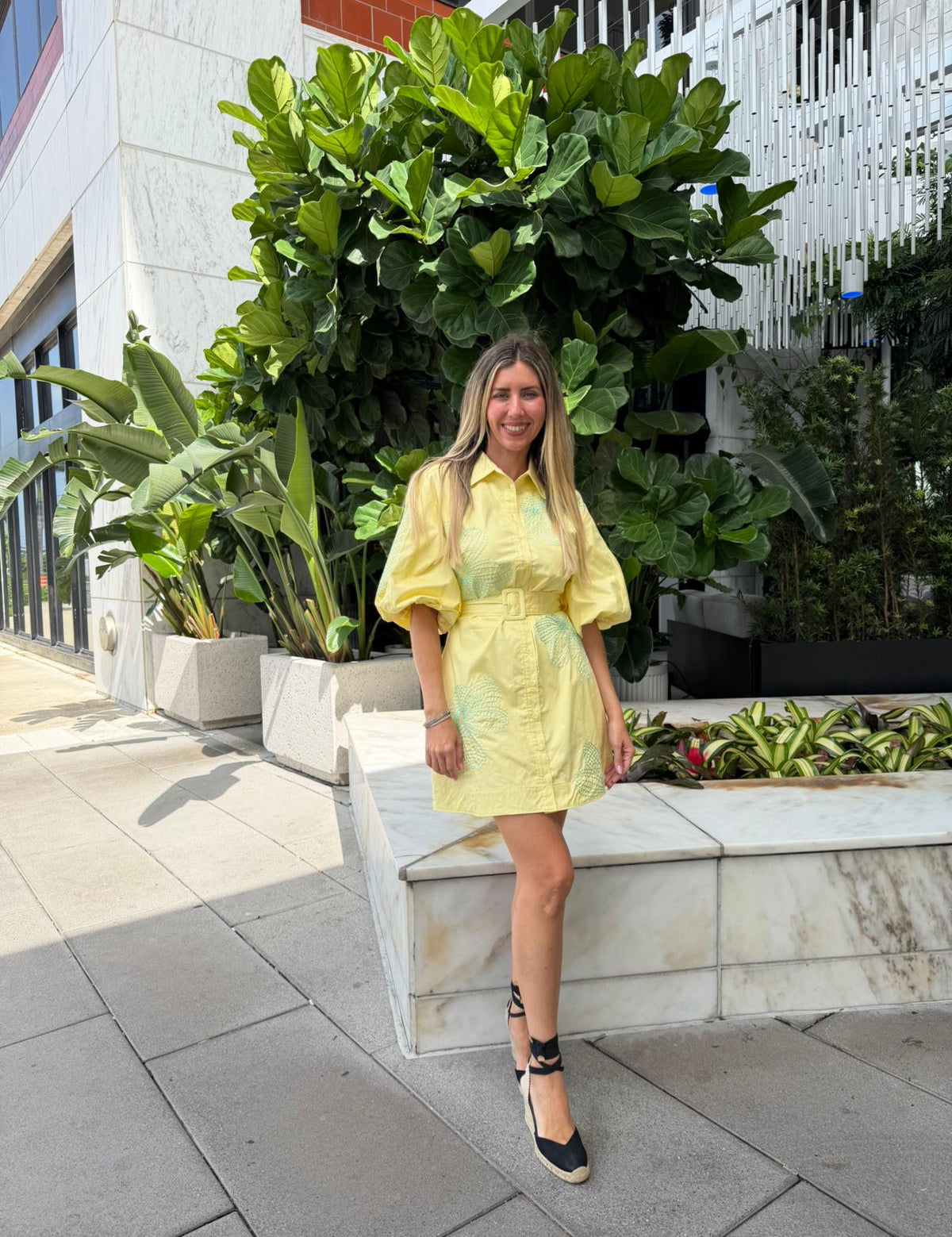 Embroidered Belted Shirt Dress