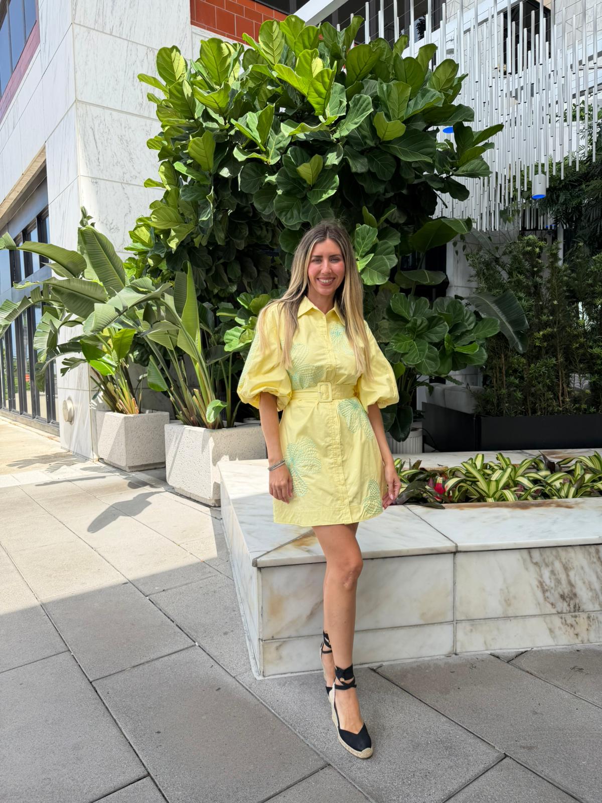 Embroidered Belted Shirt Dress