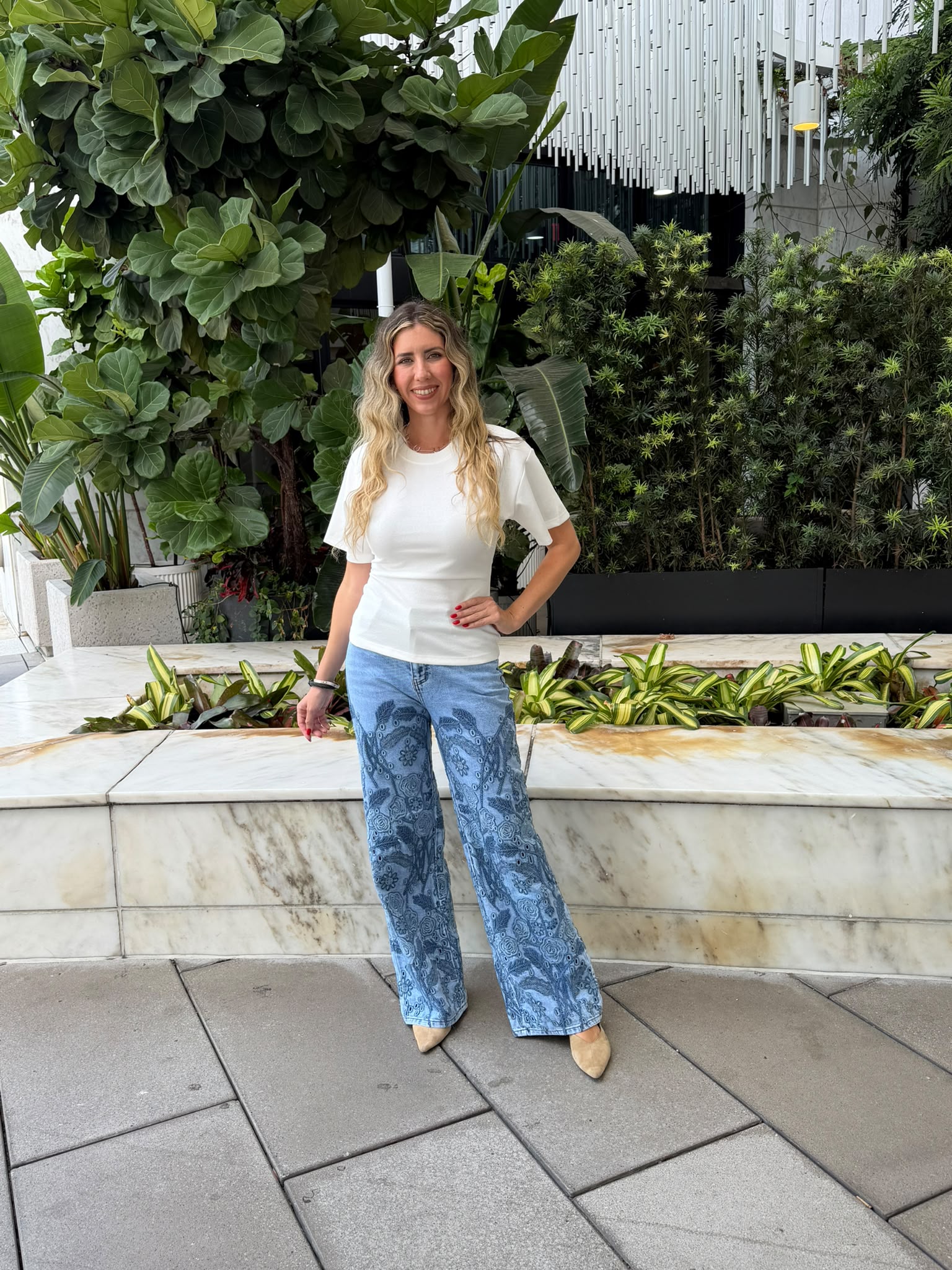 Floral Embroidery Jeans