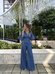 Collar Flare Sleeve Top & Palazzo