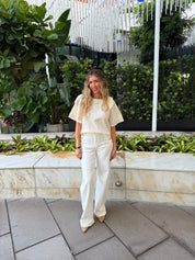 Pocket Buttons White Jeans