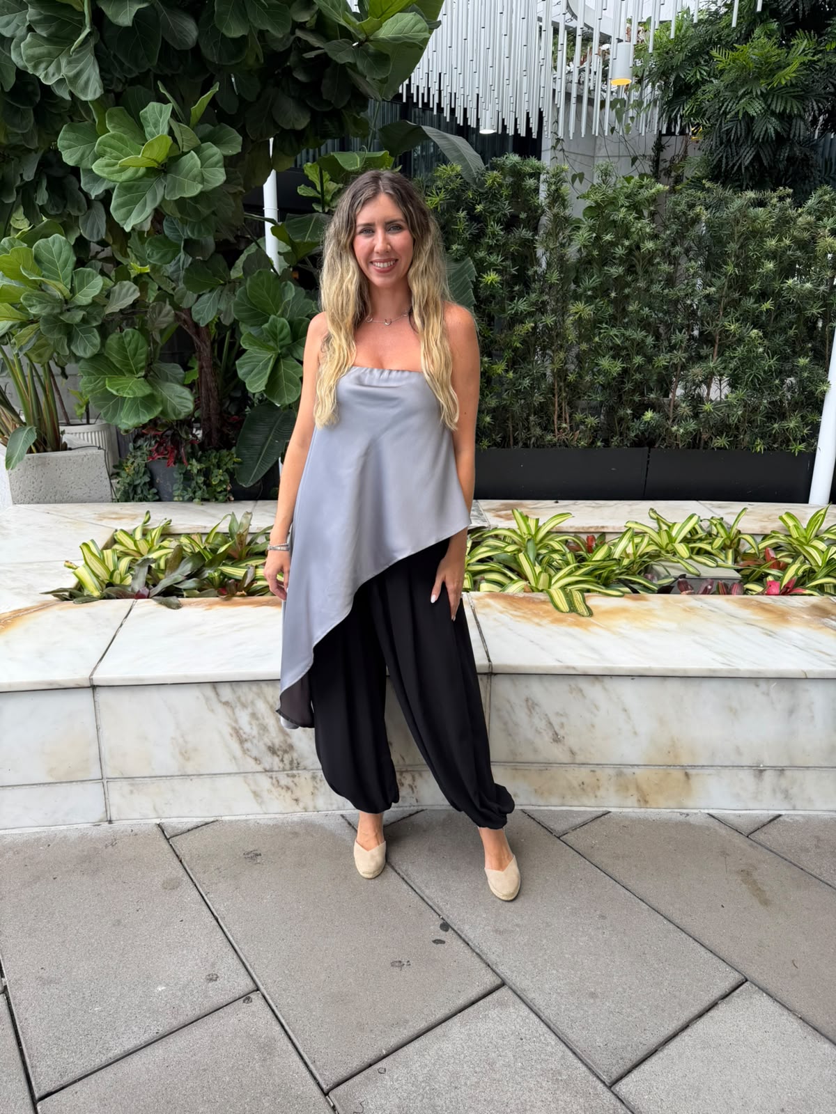 Satin Asymmetric Bandeau Top
