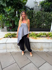 Satin Asymmetric Bandeau Top