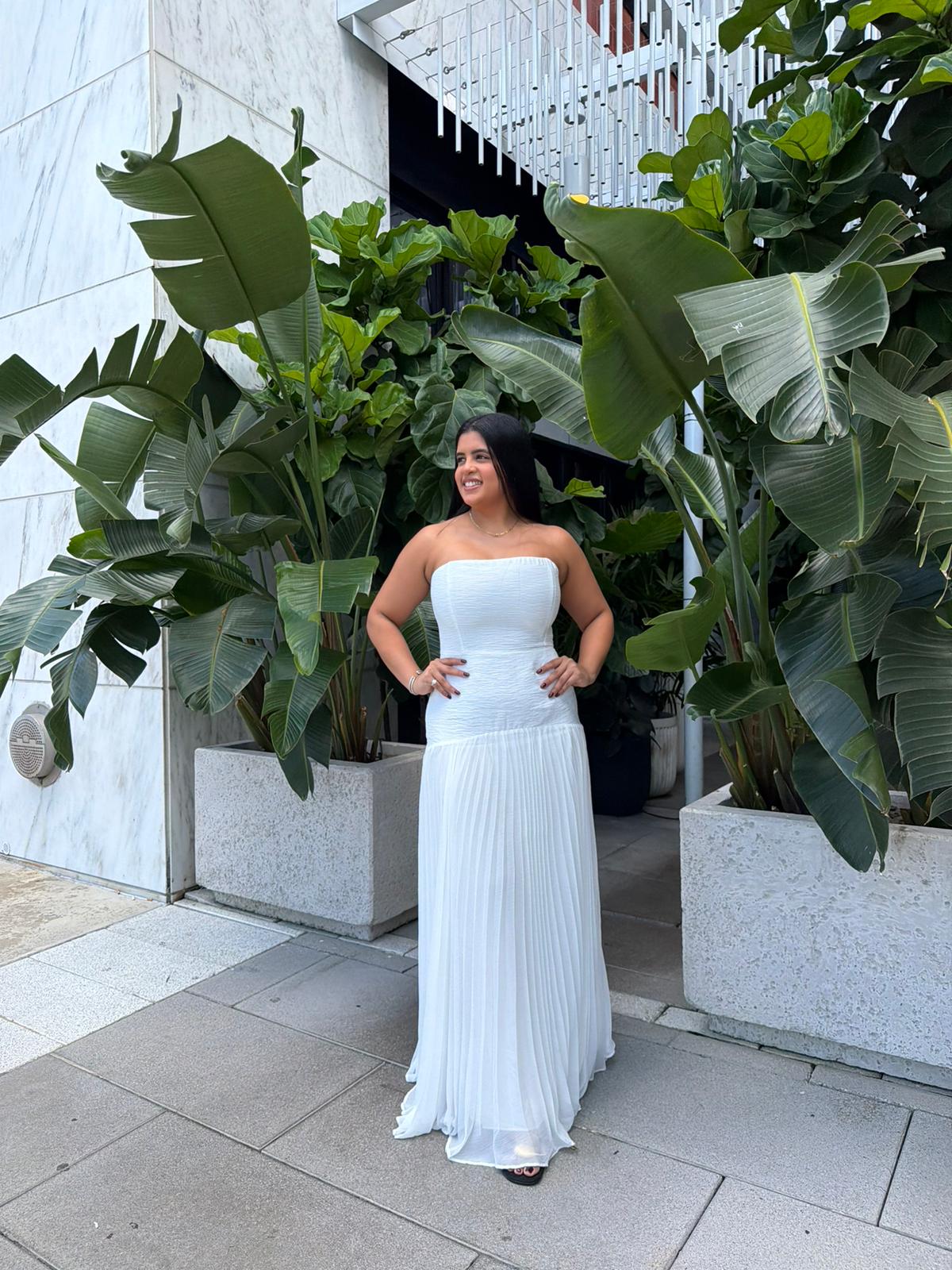 Textured Pleated Maxi Dress