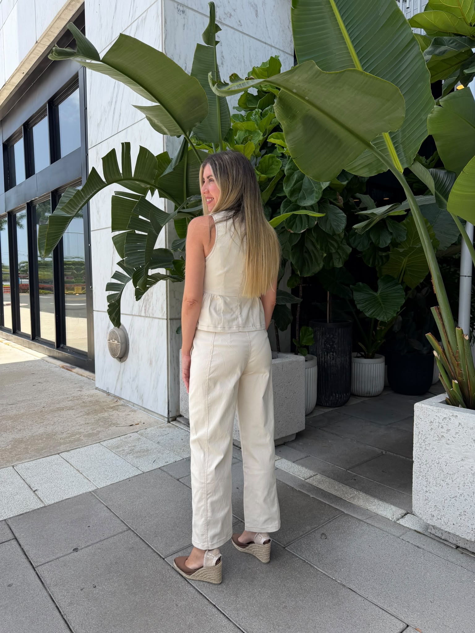 Peplum Denim Top & Barrel Pant