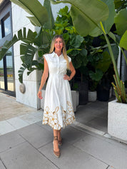 Floral Cut Out Midi Shirt Dress
