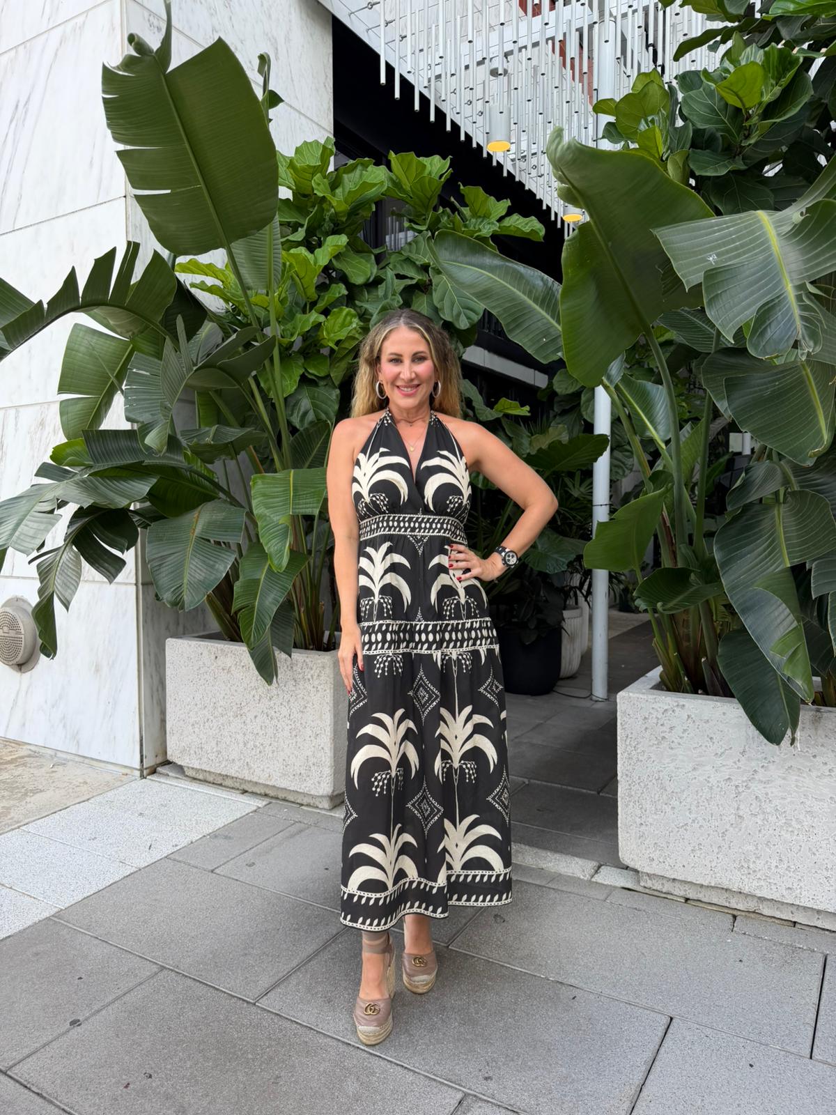 Shell Tie Halter Dress