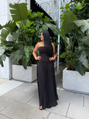 Textured Pleated Maxi Dress