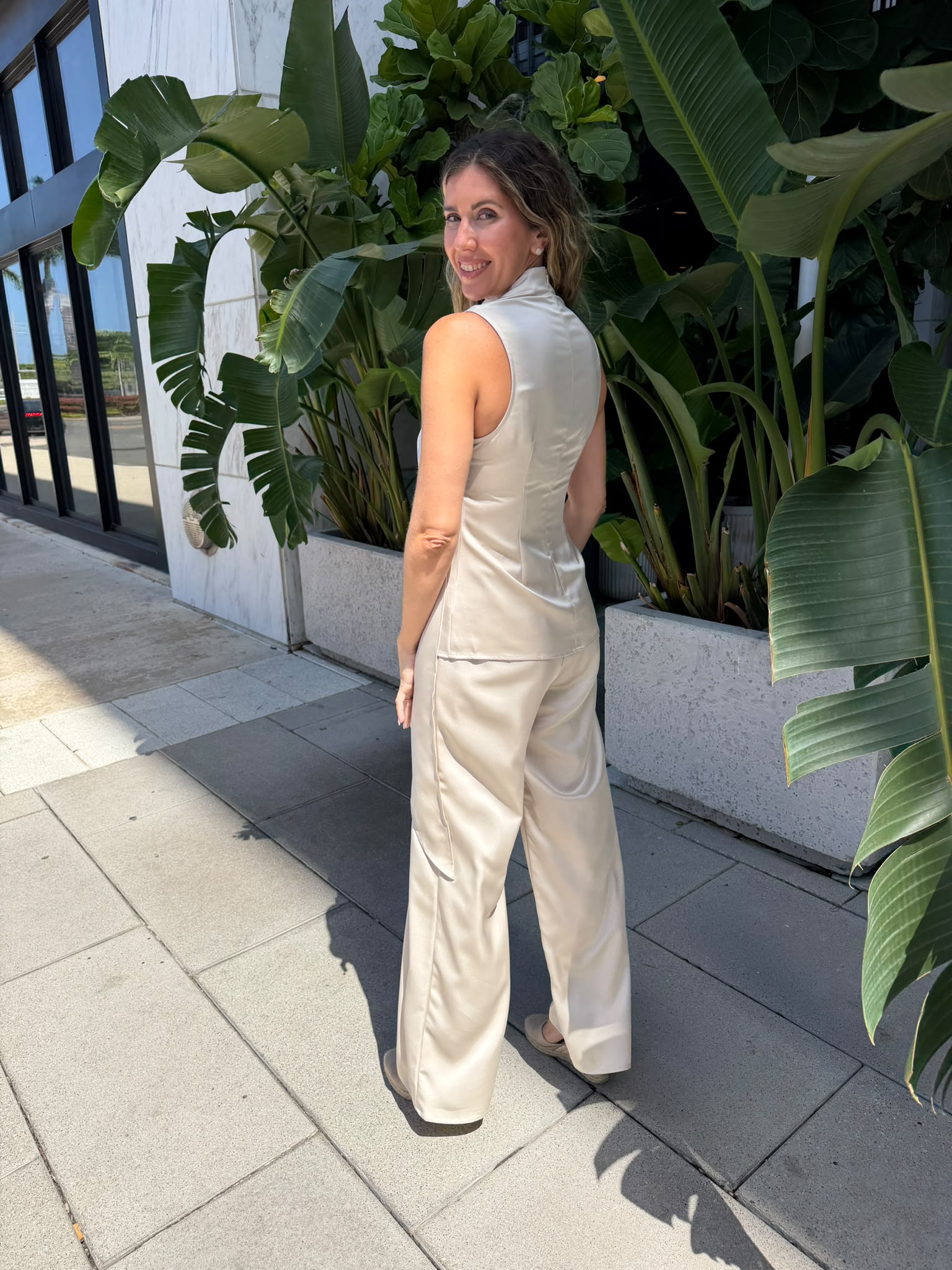Shoulder Pleats Top & Pants Set