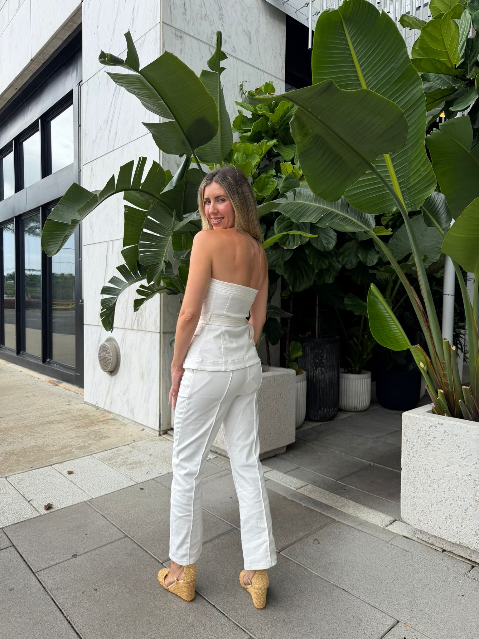 Strapless Belted Denim Top & Pant