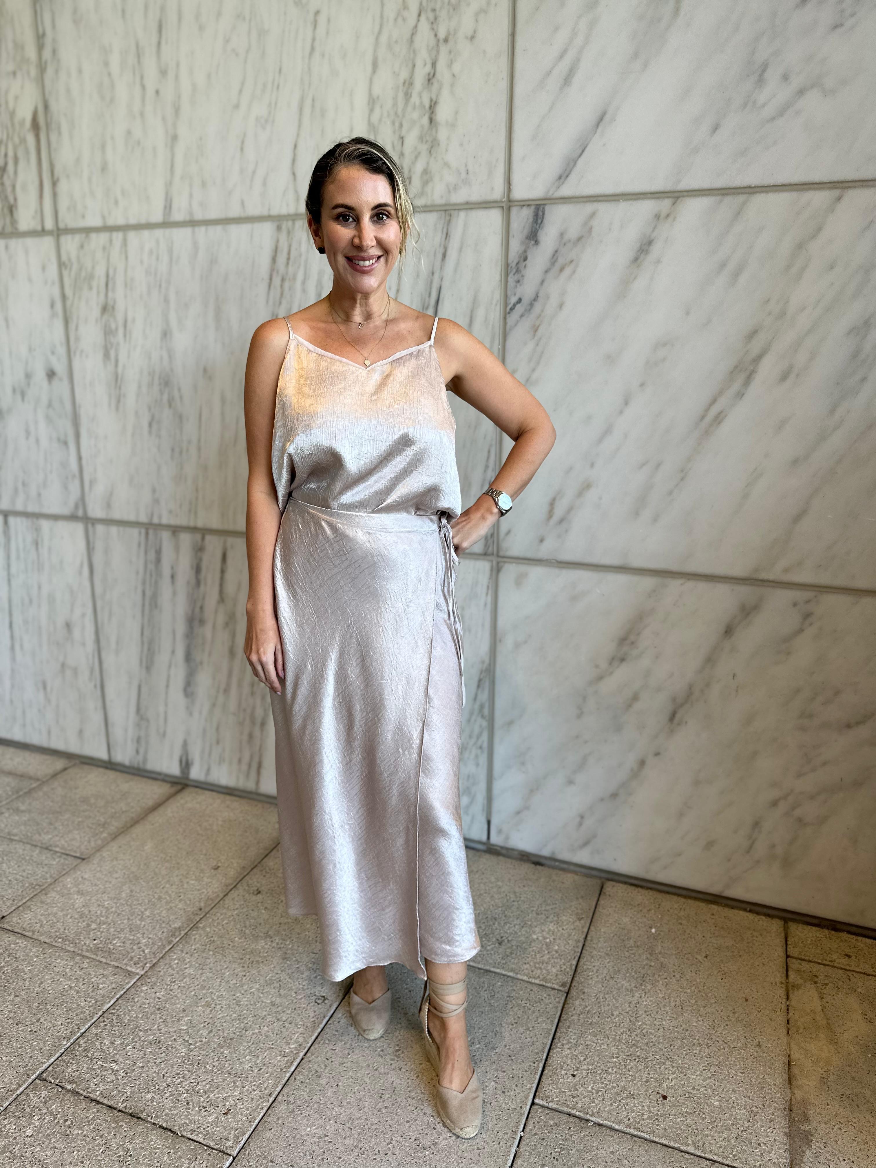 Satin Strap Cami & Midi Skirt