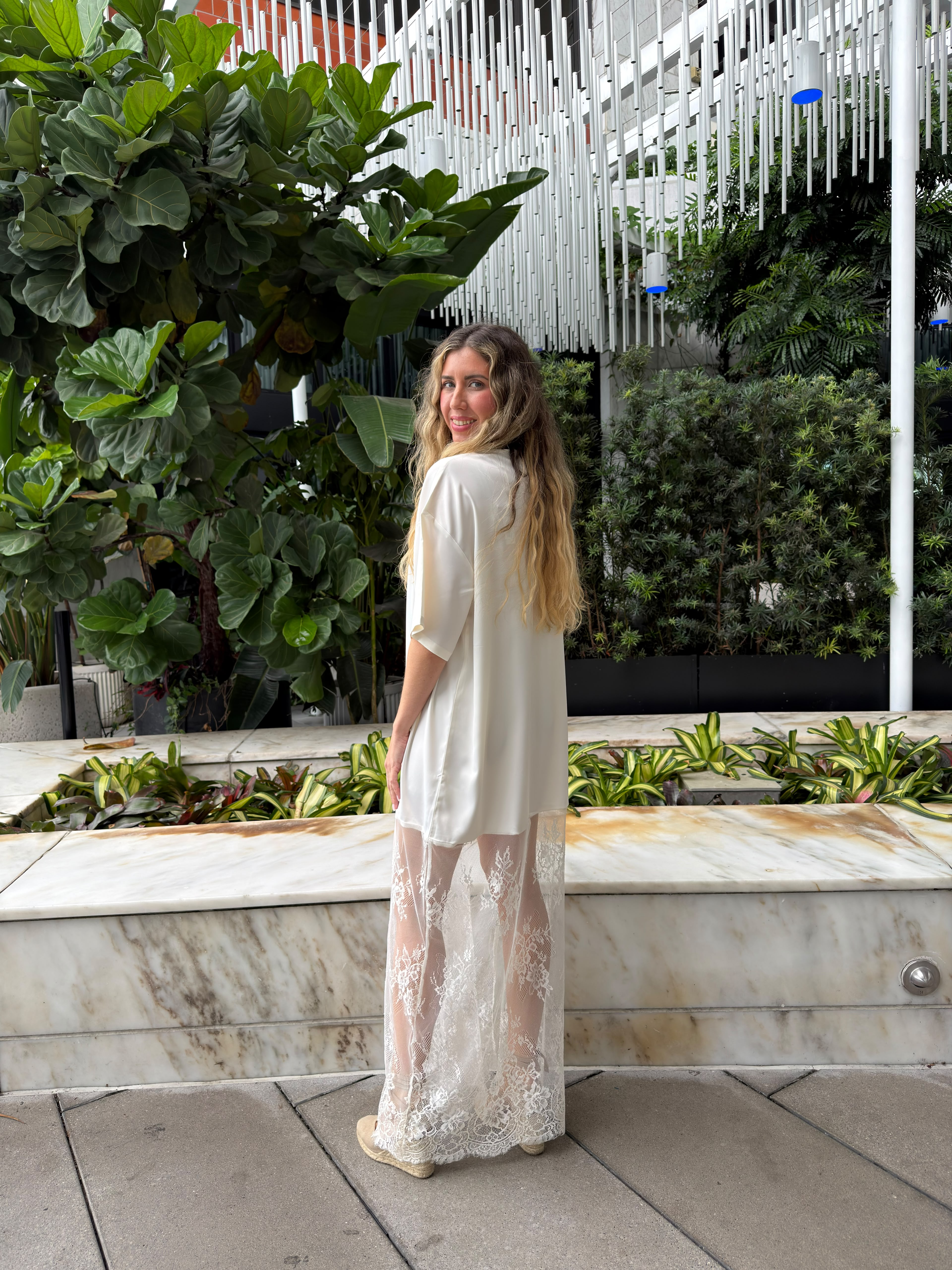 Floral Lace Contrast Maxi Dress