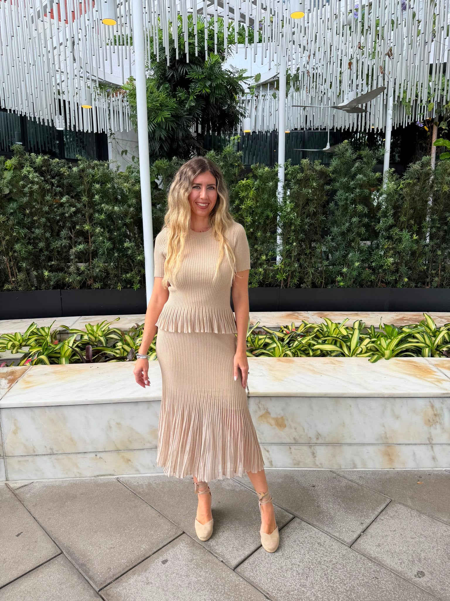 High Rise Ribbed Midi Skirt