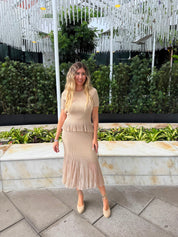 High Rise Ribbed Midi Skirt
