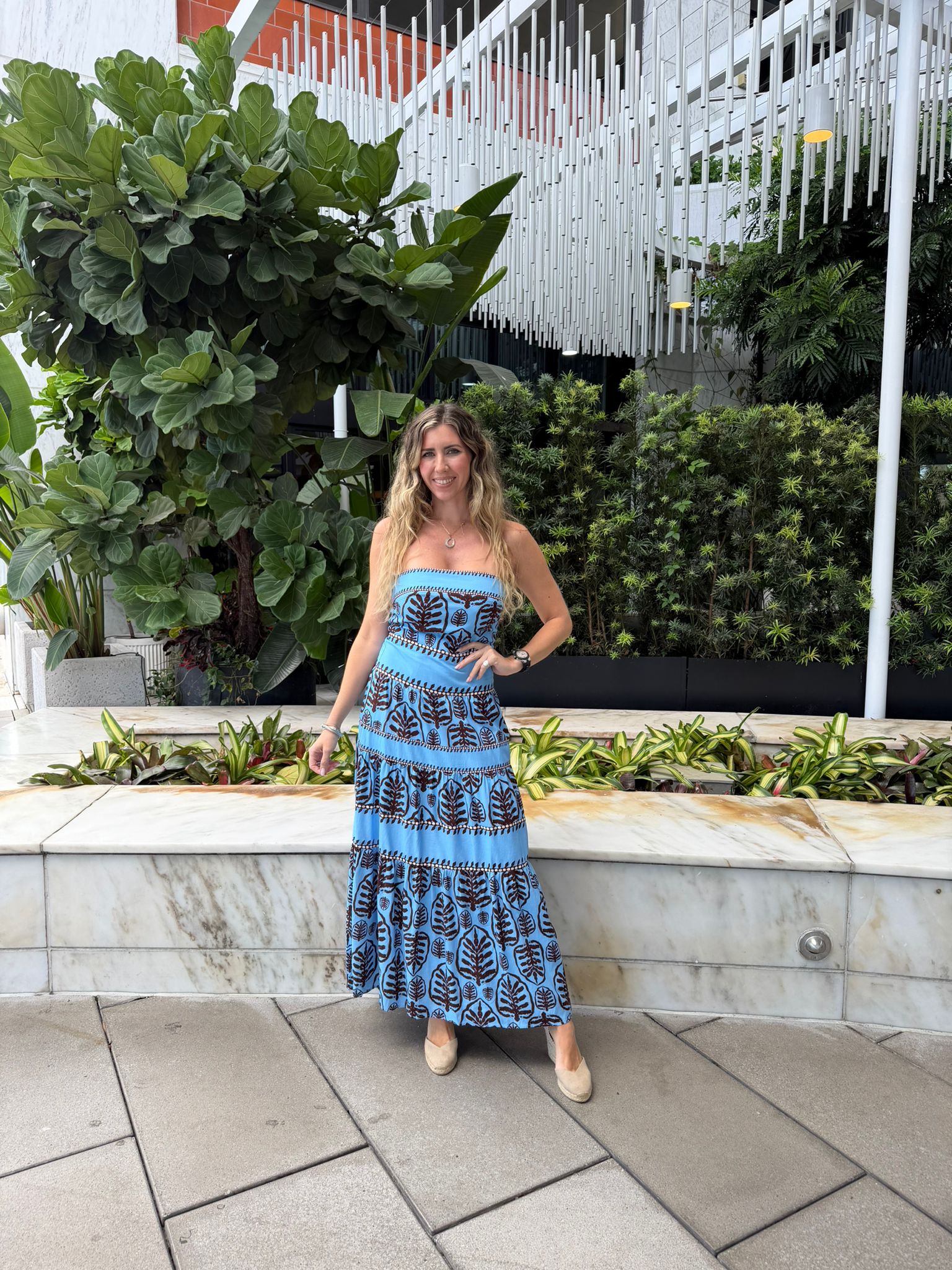 Strapless Printed Maxi Dress