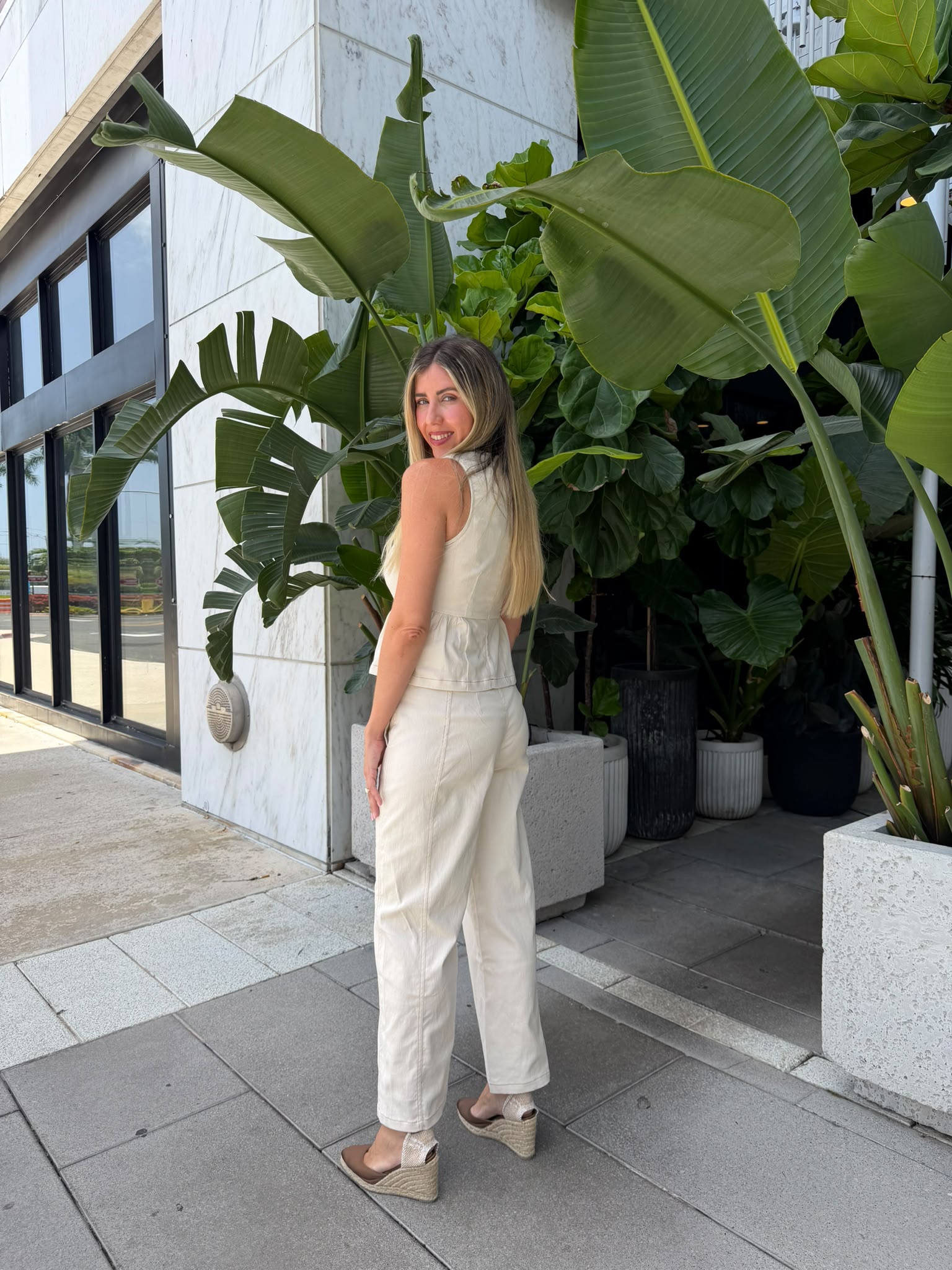 Peplum Denim Top & Barrel Pant