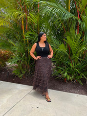 Ruffle A-Line Maxi Skirt
