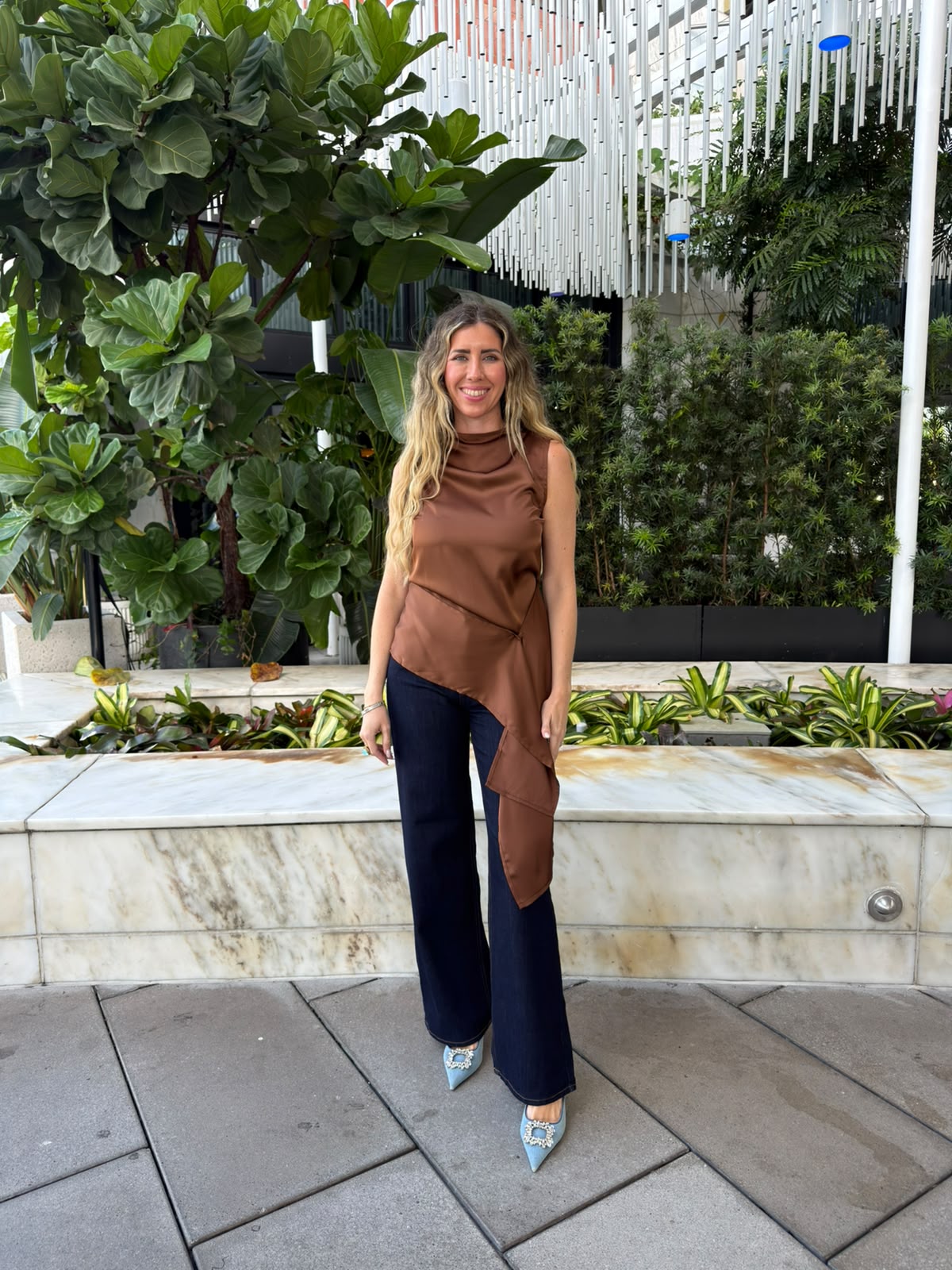 Mock Neck Top With Draped Detail